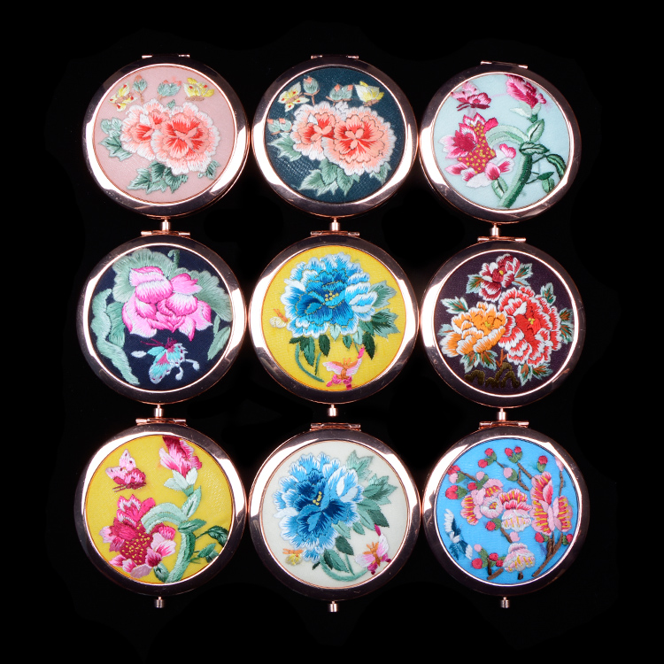 农安化妆随身镜精品出国送礼刺绣中国风古风摄影 手绣镜子