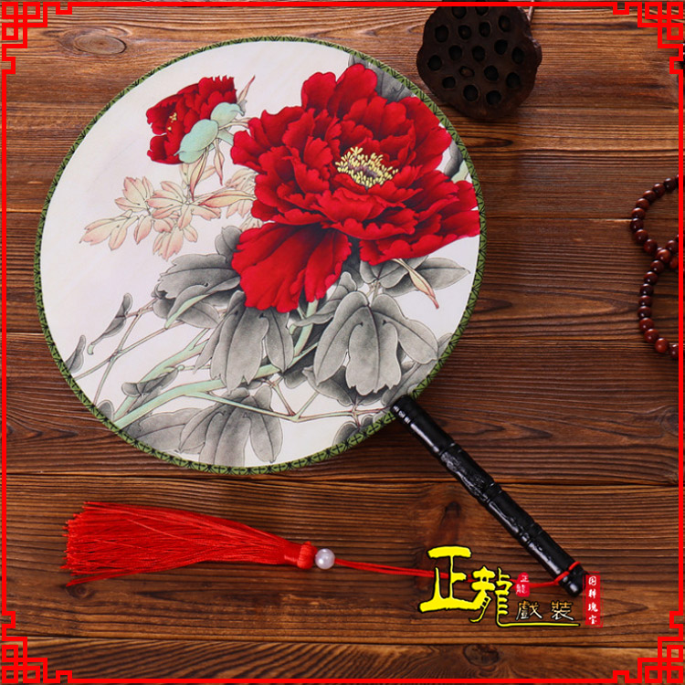 农安古典中国风团扇空白扇跳舞蹈扇 真丝宫扇