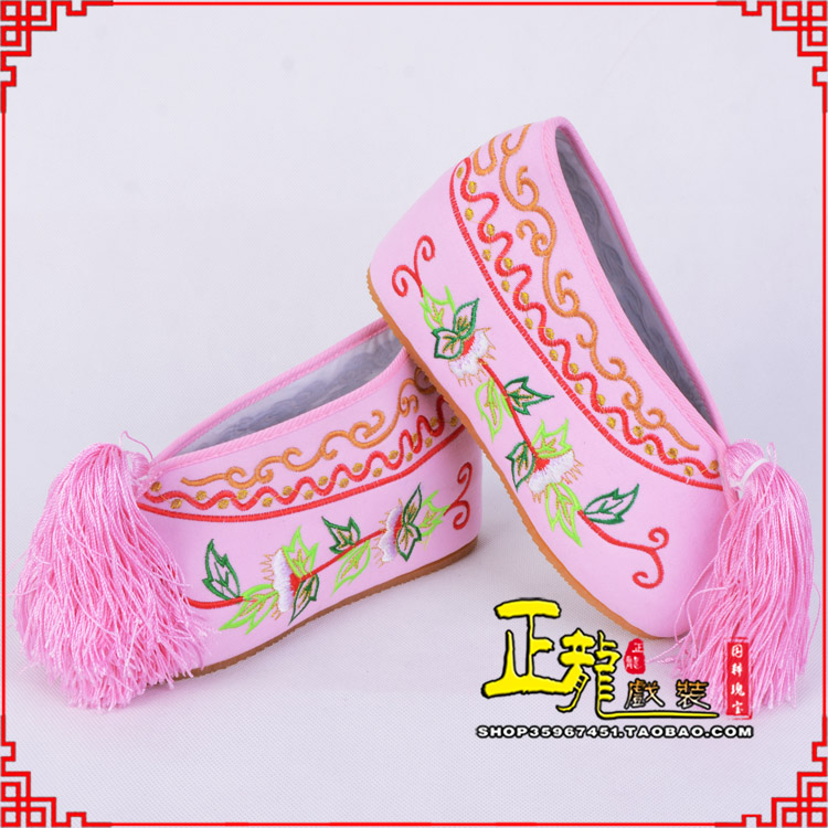 农安花旦鞋女绣花彩鞋 舒适款草花内高彩鞋