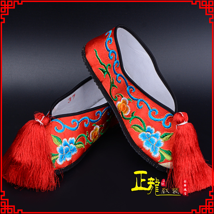 农安京剧越剧戏曲彩鞋花旦绣花 普平底彩鞋