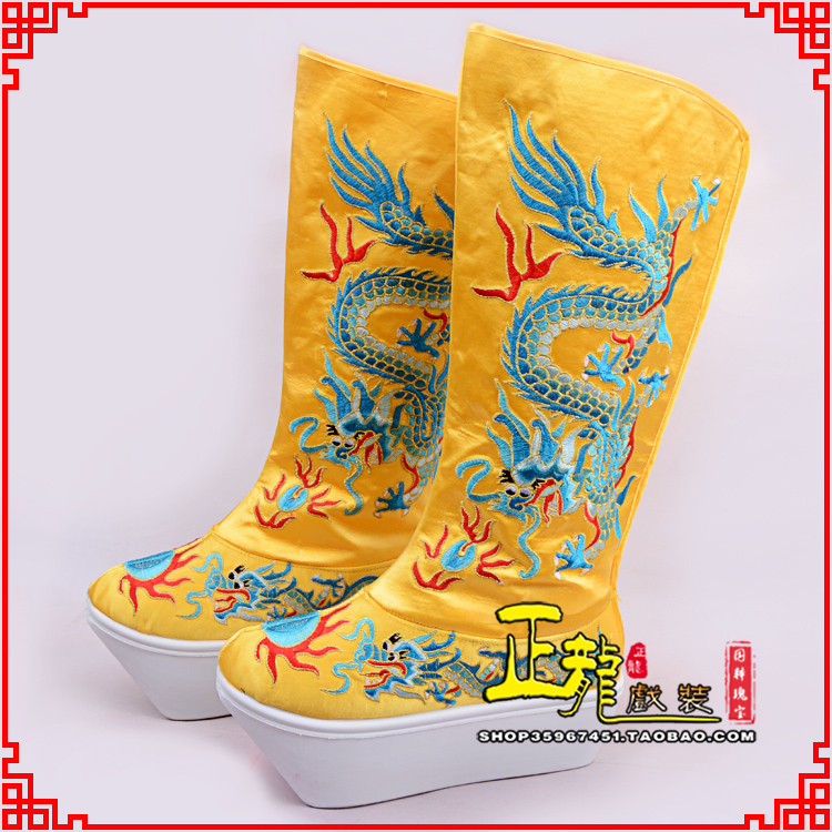 农安皇帝龙靴变脸靴绣龙靴子厚底官靴 好龙高靴